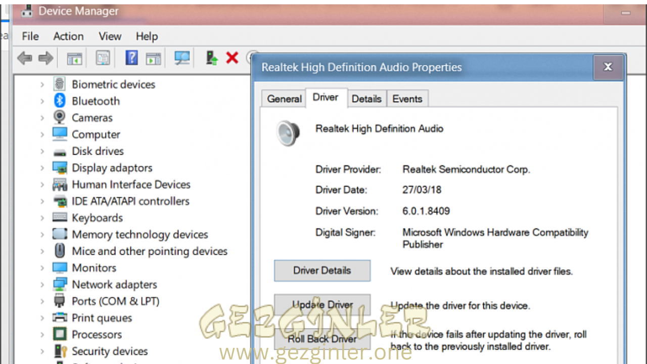 Realtek HD Audio Yöneticisi Ses Sürücüsü Windows 10 Gezginler
